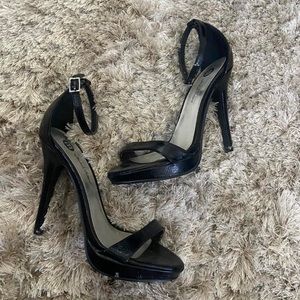 black open toe heels